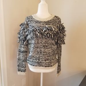 Banana Republic Alpaca Boho Fringe sweater black and cream